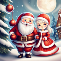 Draw beautiful Christmas cards with Santa Claus and snow Maiden