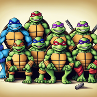 Draw ninja turtles watching movies